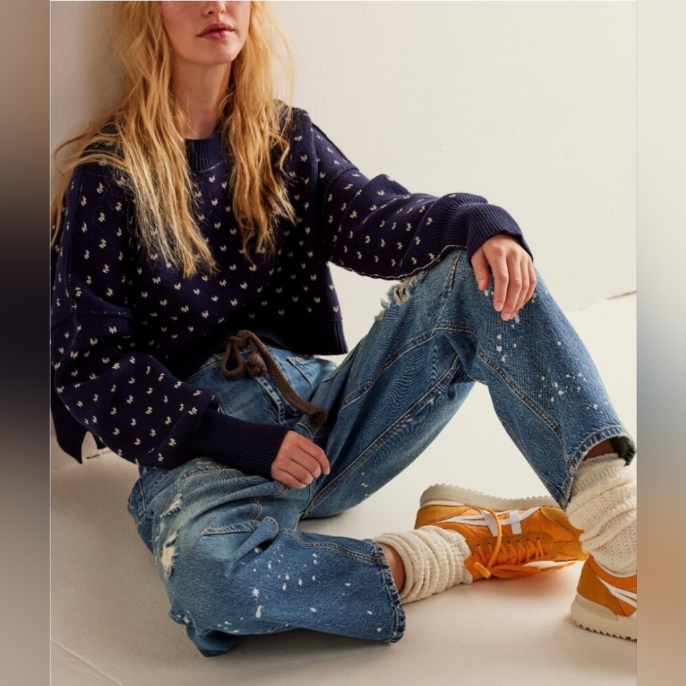 NWT FREE PEOPLE We The Free Moxie Pull On Barrel Jeans / Calypso - Picture 2 of 6